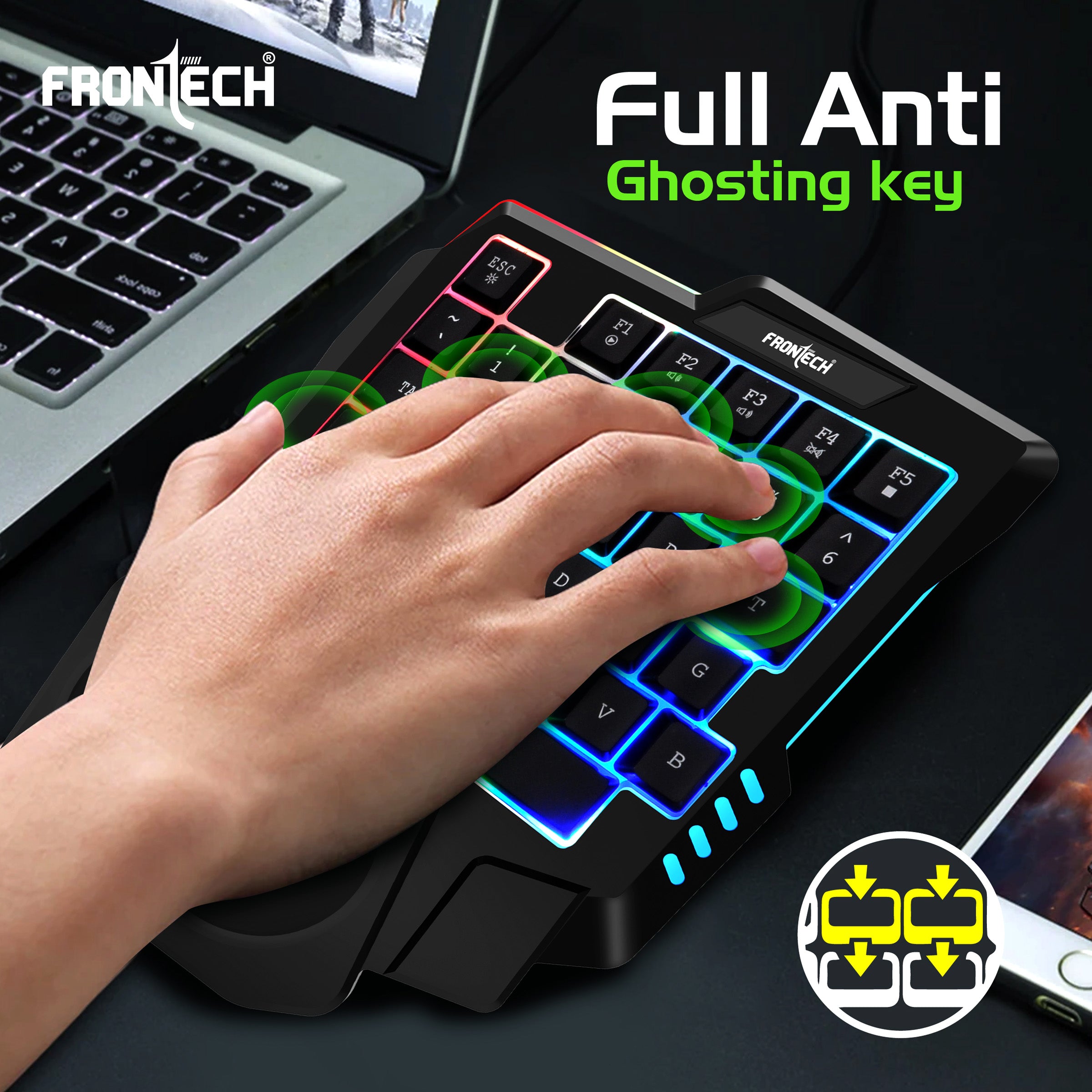 FRONTECH KB-0008P Dragon Fox Rainbow Backlit Gaming Keyboard | 35 Anti-Ghosting & Mechanical Keys | USB Wired Compact Keyboard for PC & Laptop | Windows Compatible | Plug & Play FRONTECH KB-0008P Dragon Fox Rainbow Backlit Gaming Keyboard | 35 Anti-Ghosting & Mechanical Keys | USB Wired Compact Keyboard for PC & Laptop | Windows Compatible | Plug & Play